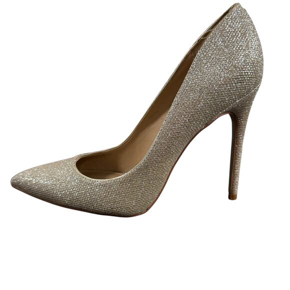 Sam Edelman Women's Silver Sparkle Danna High Heel Point Toe Pumps Soze 9.5M - Picture 1 of 13